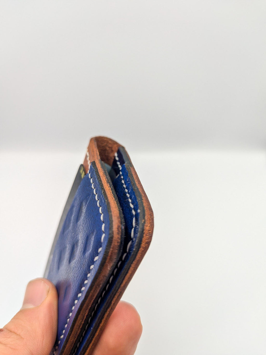 Goalie Pad and Premium Vegtan Bifold Leather Wallet | Minimalist | Blue | Upcycled | Hockey Gift