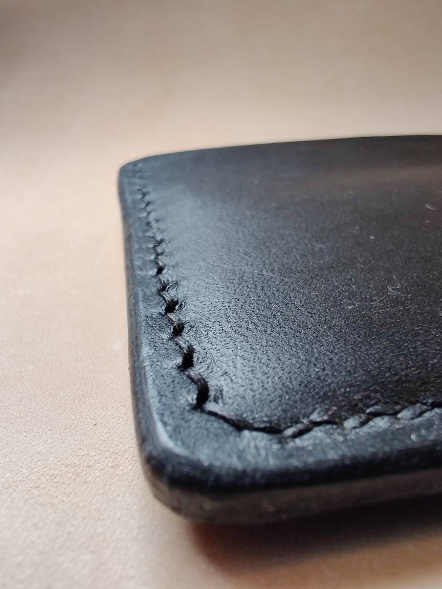Handmade Minimalist Leather Cardholder Wallet | Jet Black