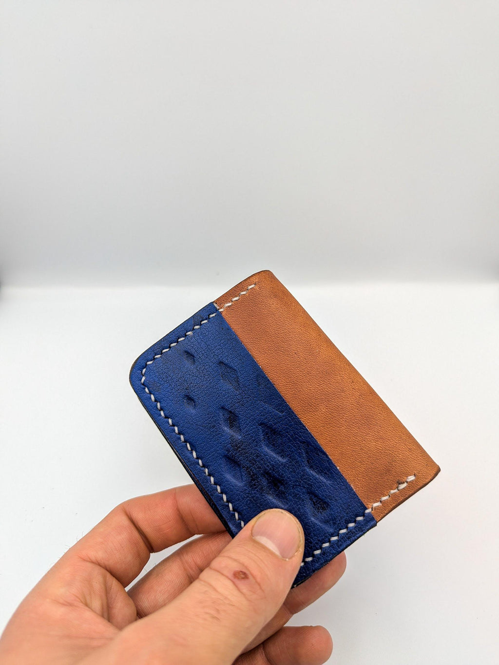Goalie Pad and Premium Vegtan Bifold Leather Wallet | Minimalist | Blue | Upcycled | Hockey Gift