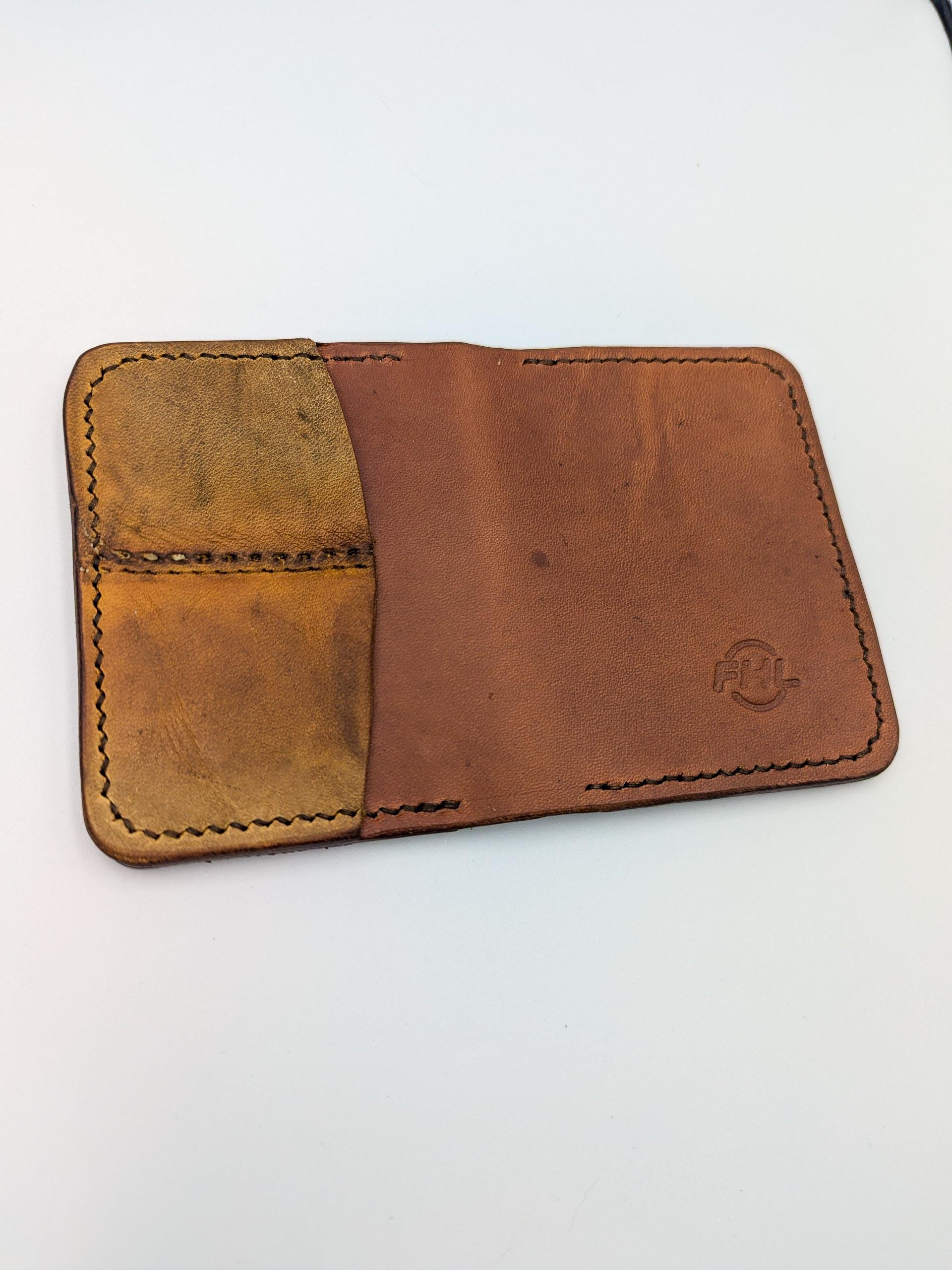 Vintage Goalie Pad and Premium Vegtan Bifold Leather Wallet | Minimalist | Brown | Upcycled | Hockey Gift
