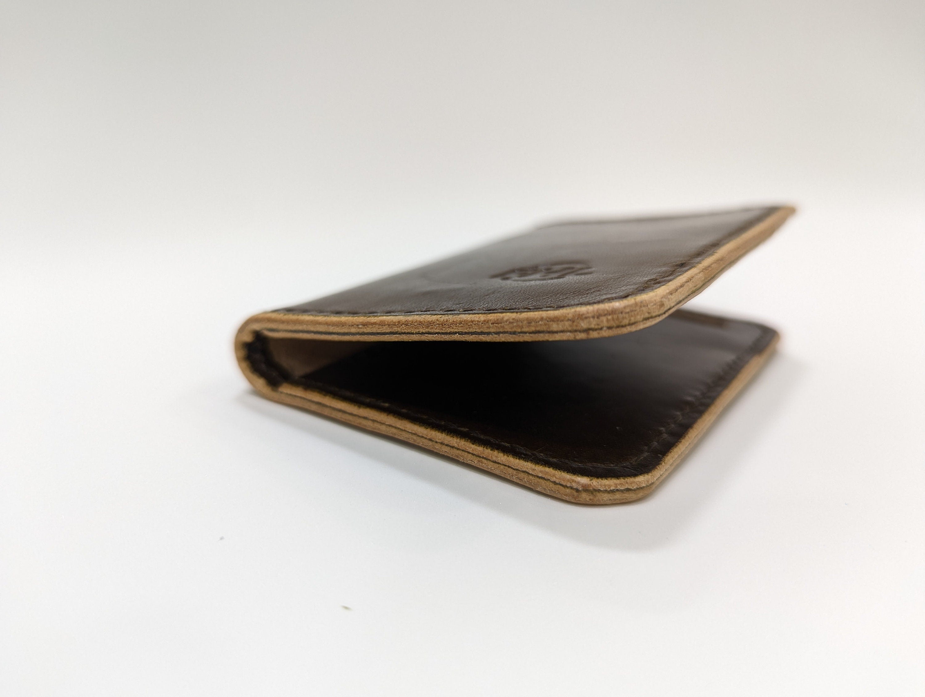 Mimialist Vertical Bifold Wallet | Slim Design | Premium Glossy Brown Veg-tan Leather
