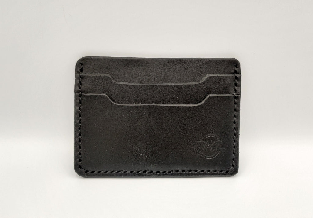 Handmade Minimalist Leather Cardholder Wallet | Jet Black