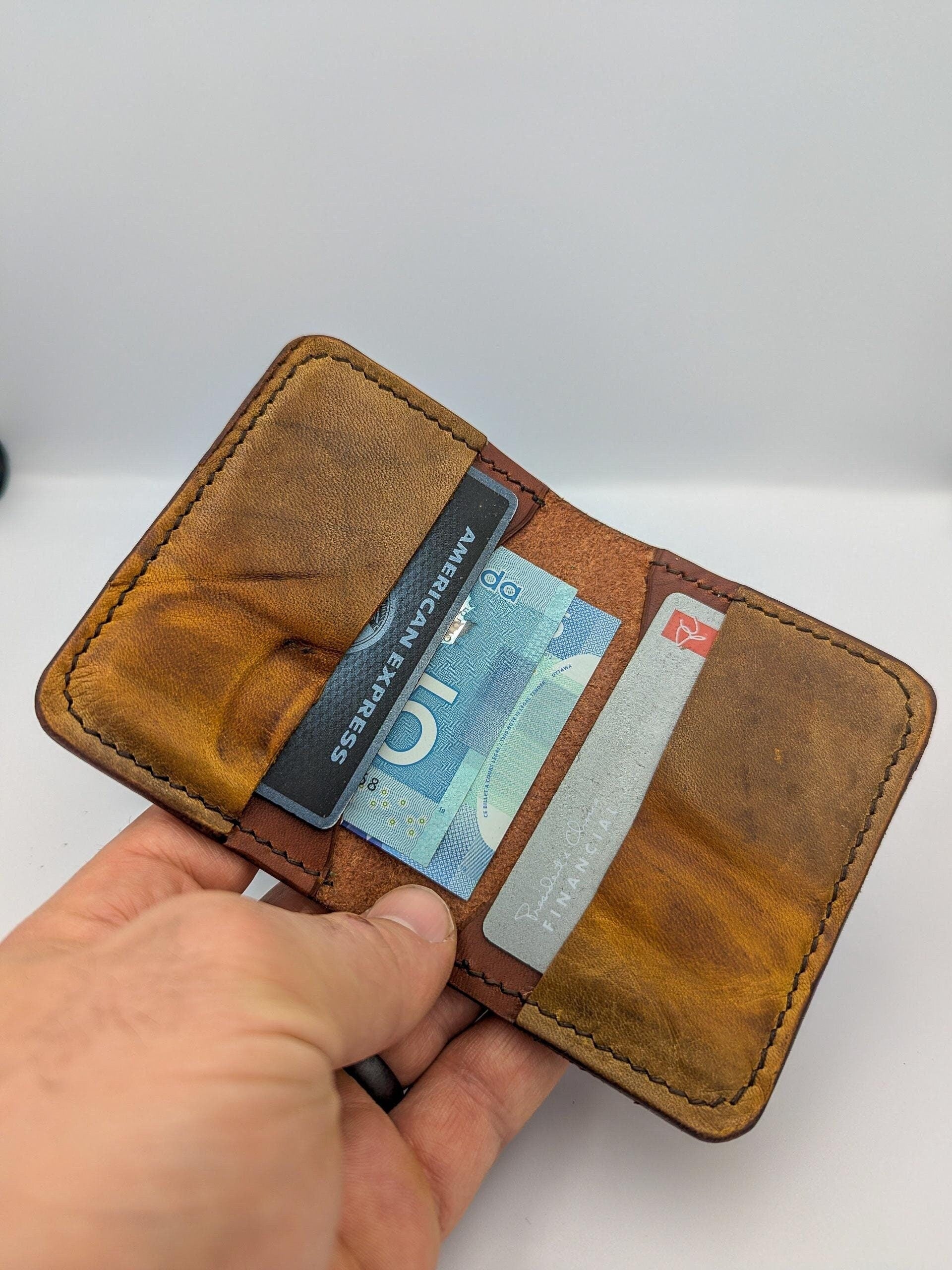 Vintage Goalie Pad and Premium Vegtan Bifold Leather Wallet | Minimalist | Brown | Upcycled | Hockey Gift