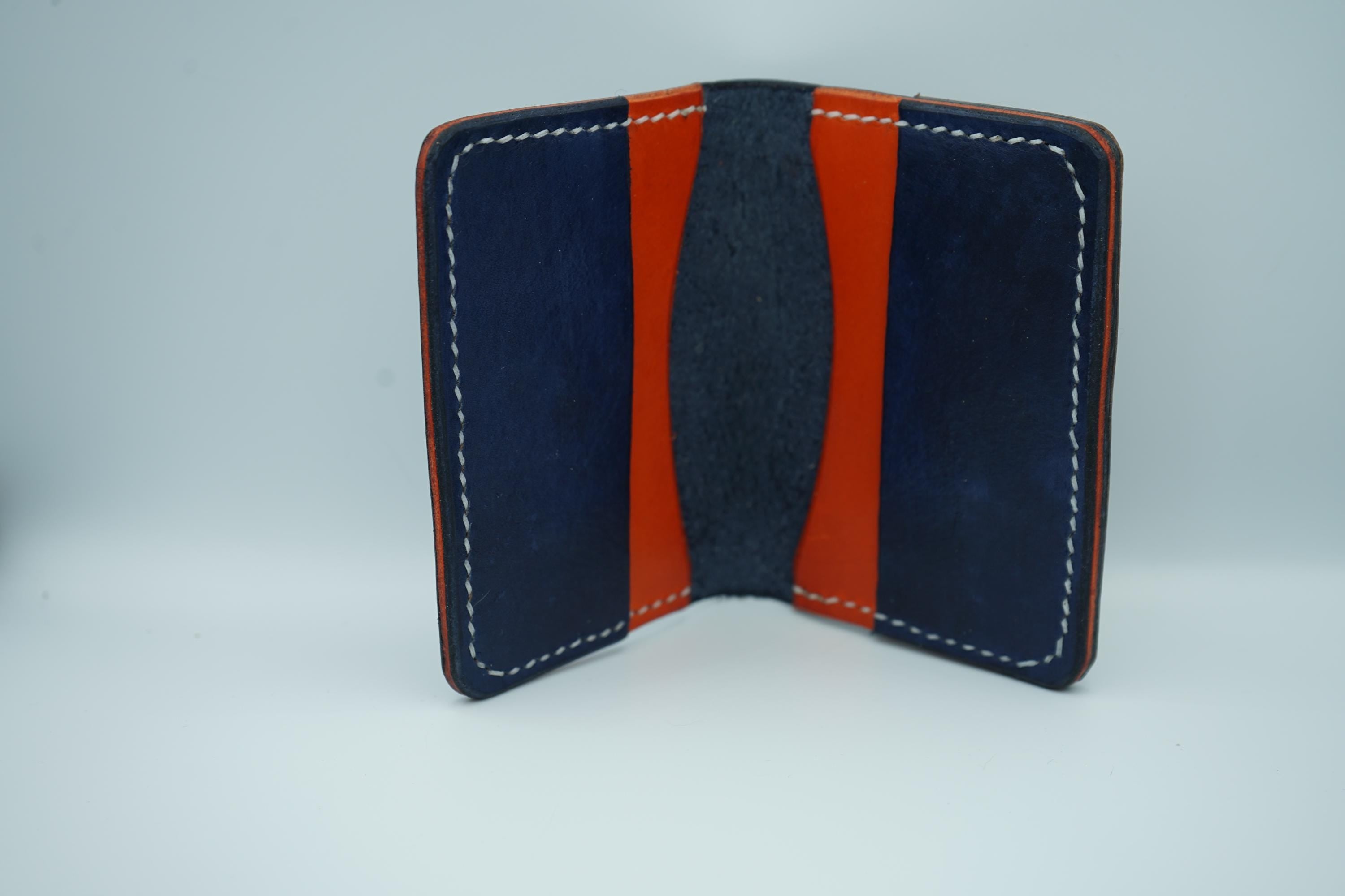 Chicago Bears | Football and Premium Vegtan Bifold Leather Wallet | Minimalist | Blue and Orange | Upcycled | Football Gift