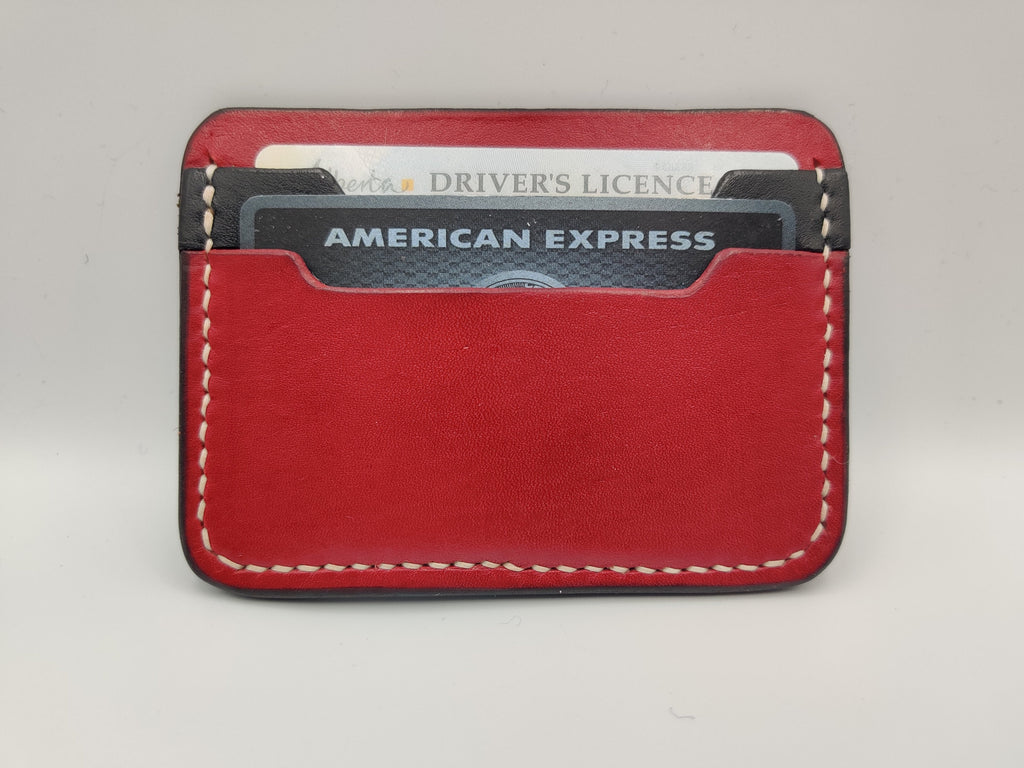 Handmade Leather Cardholder Wallet | Black and Red | New Jersey Devils