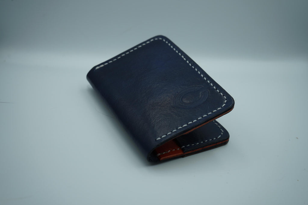 Chicago Bears | Football and Premium Vegtan Bifold Leather Wallet | Minimalist | Blue and Orange | Upcycled | Football Gift