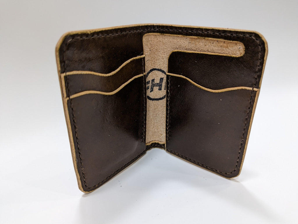 Mimialist Vertical Bifold Wallet | Slim Design | Premium Glossy Brown Veg-tan Leather