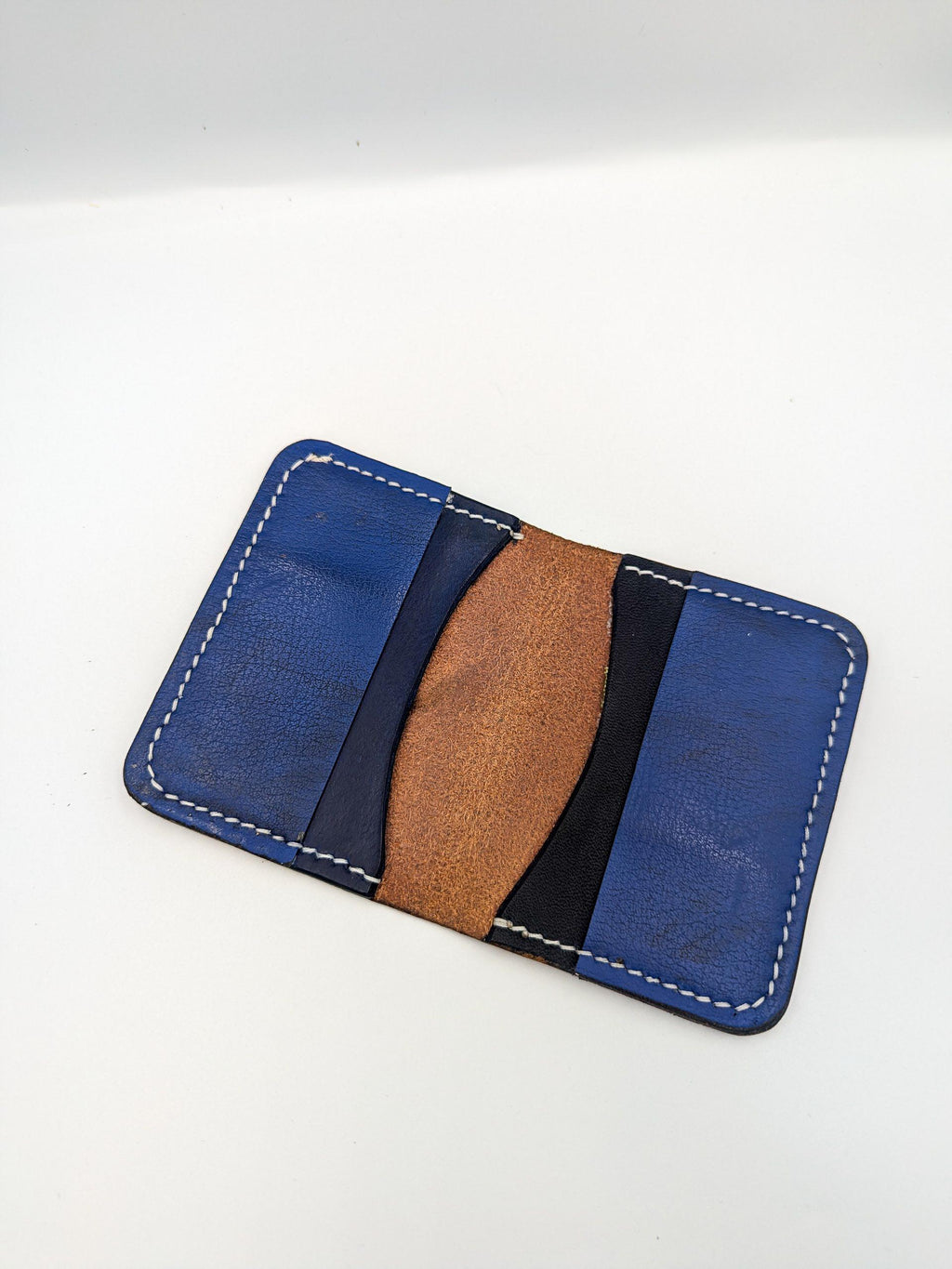 Goalie Pad and Premium Vegtan Bifold Leather Wallet | Minimalist | Blue | Upcycled | Hockey Gift