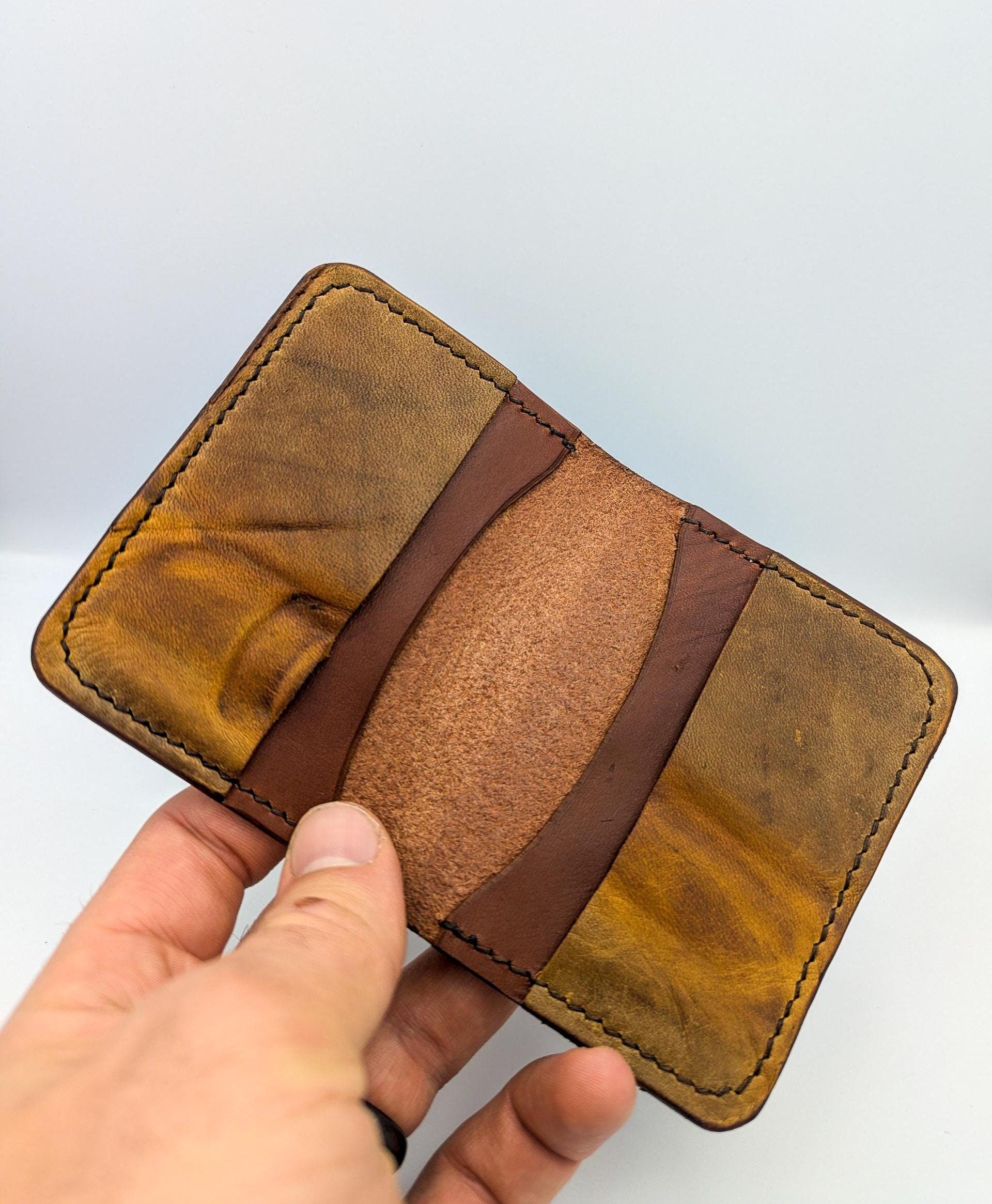 Vintage Goalie Pad and Premium Vegtan Bifold Leather Wallet | Minimalist | Brown | Upcycled | Hockey Gift