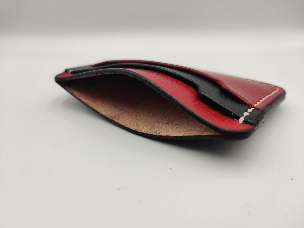 Handmade Leather Cardholder Wallet | Black and Red | New Jersey Devils