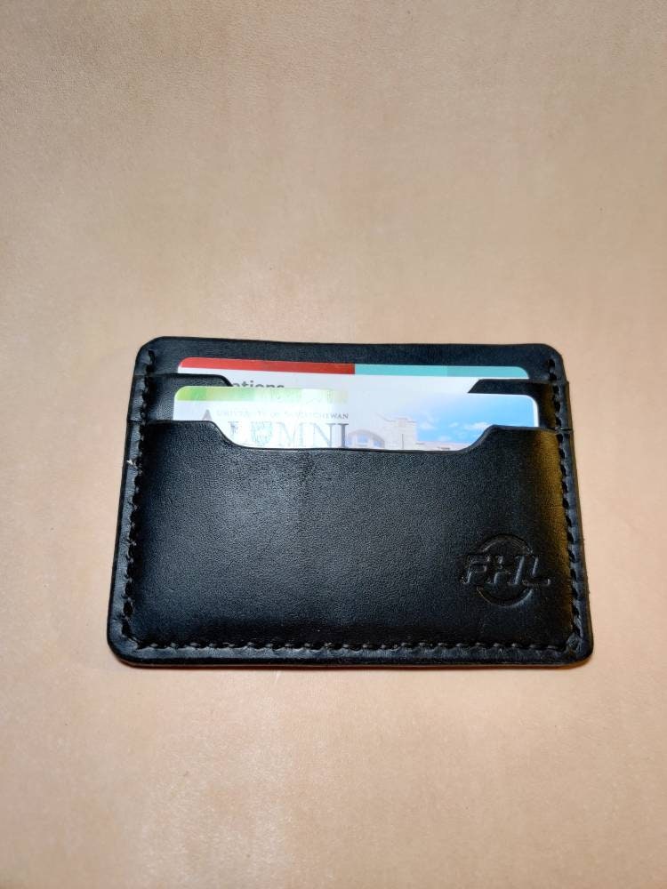 Handmade Minimalist Leather Cardholder Wallet | Jet Black