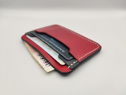 Handmade Leather Cardholder Wallet | Black and Red | New Jersey Devils