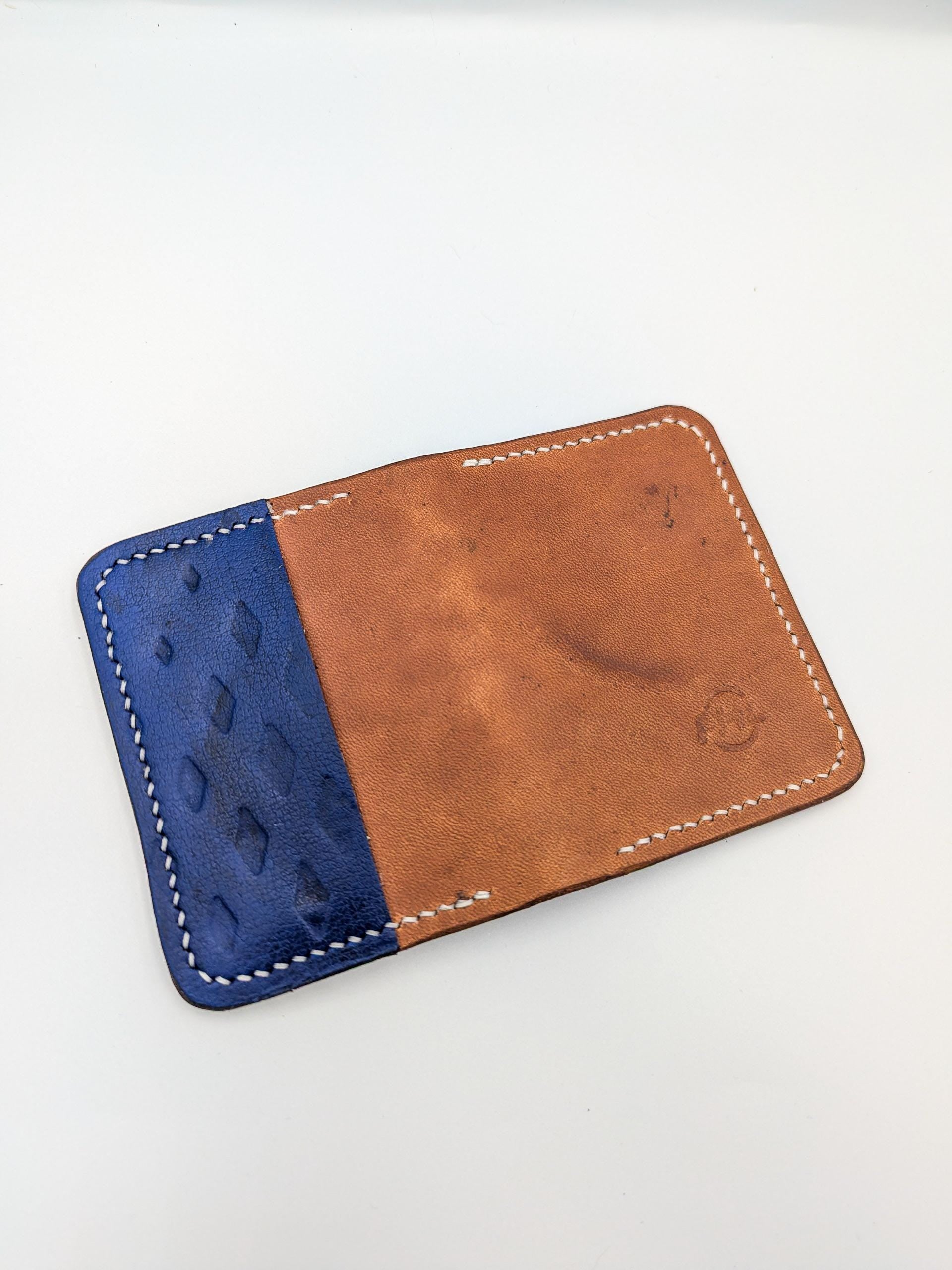 Goalie Pad and Premium Vegtan Bifold Leather Wallet | Minimalist | Blue | Upcycled | Hockey Gift