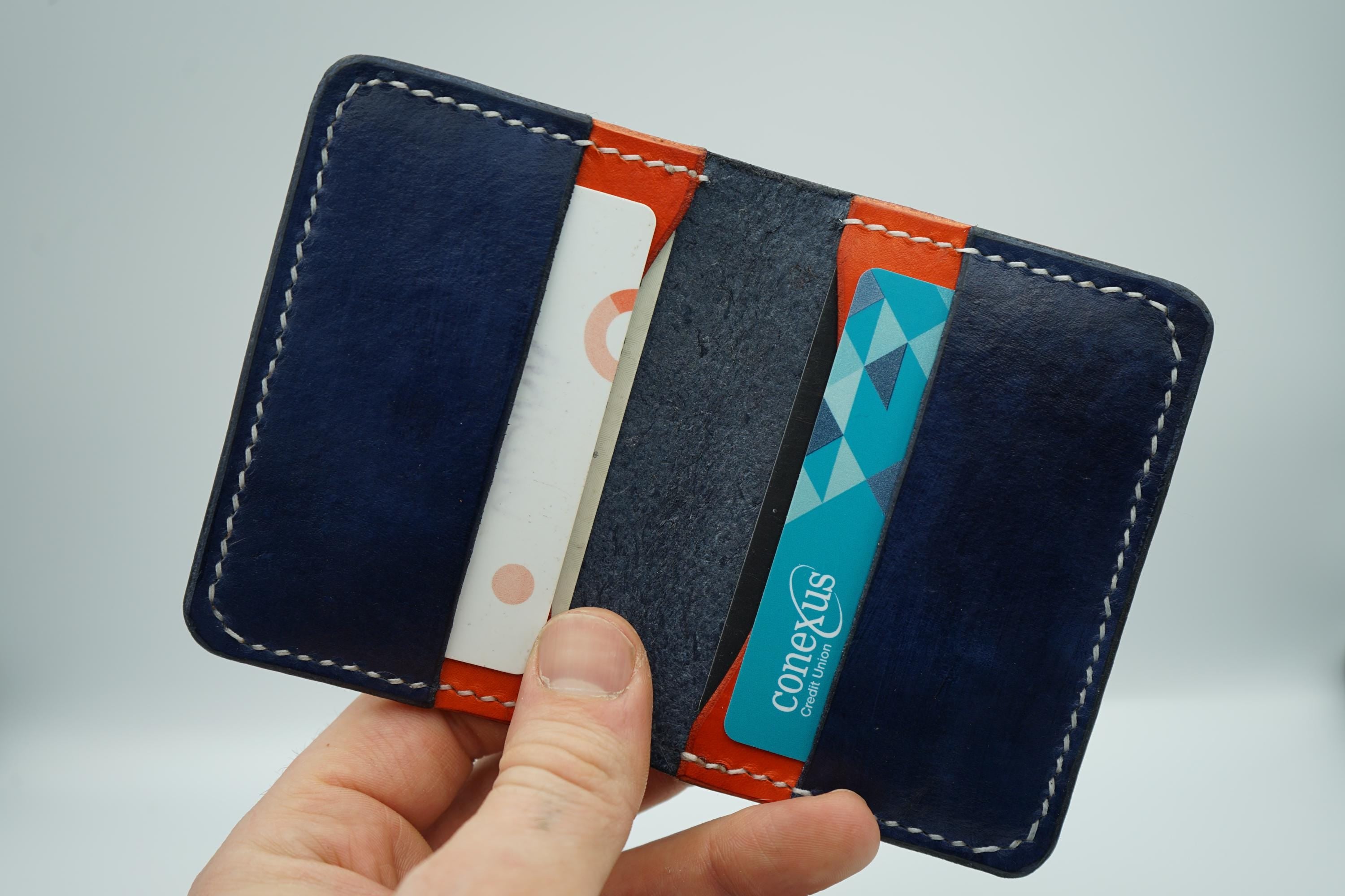 Chicago Bears | Football and Premium Vegtan Bifold Leather Wallet | Minimalist | Blue and Orange | Upcycled | Football Gift