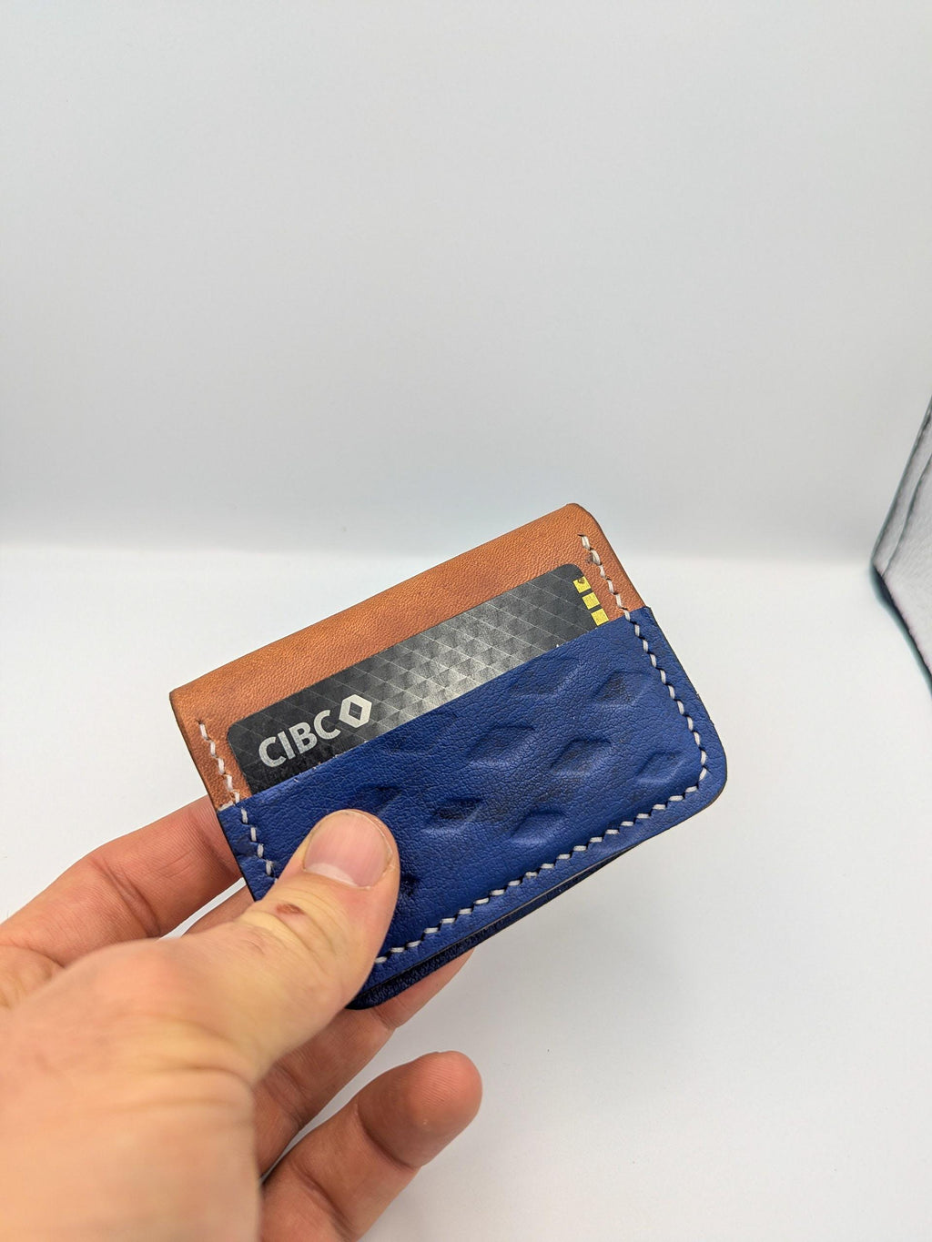 Goalie Pad and Premium Vegtan Bifold Leather Wallet | Minimalist | Blue | Upcycled | Hockey Gift